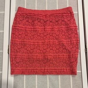 Forever 21 Red Lace Pencil Skirt